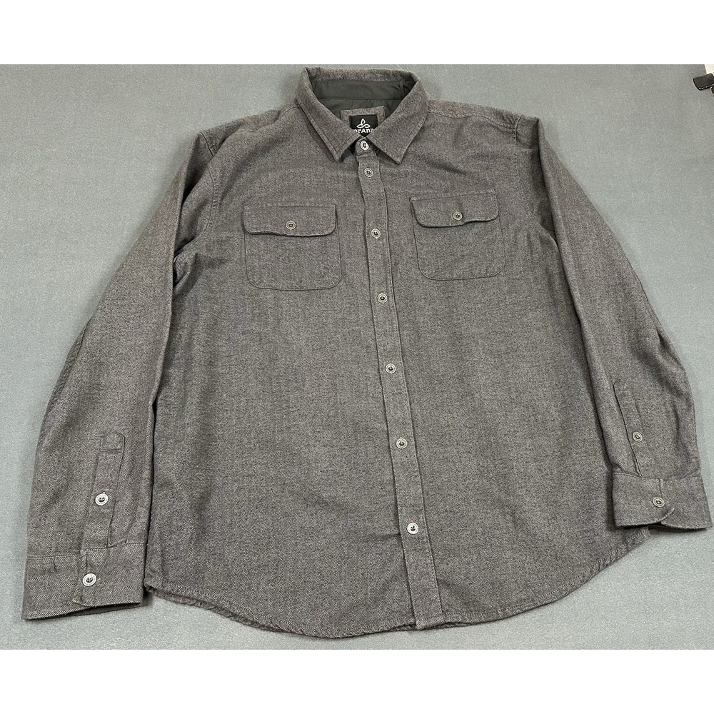 PrAna Flannel Shirt Mens Size XL 100% Organic Cotton Button Up Long Sleeve